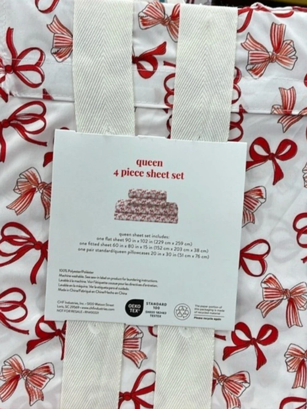 Bow Sheets Queen Size Peri Home Viral Red Bows Christmas Sheet Set New